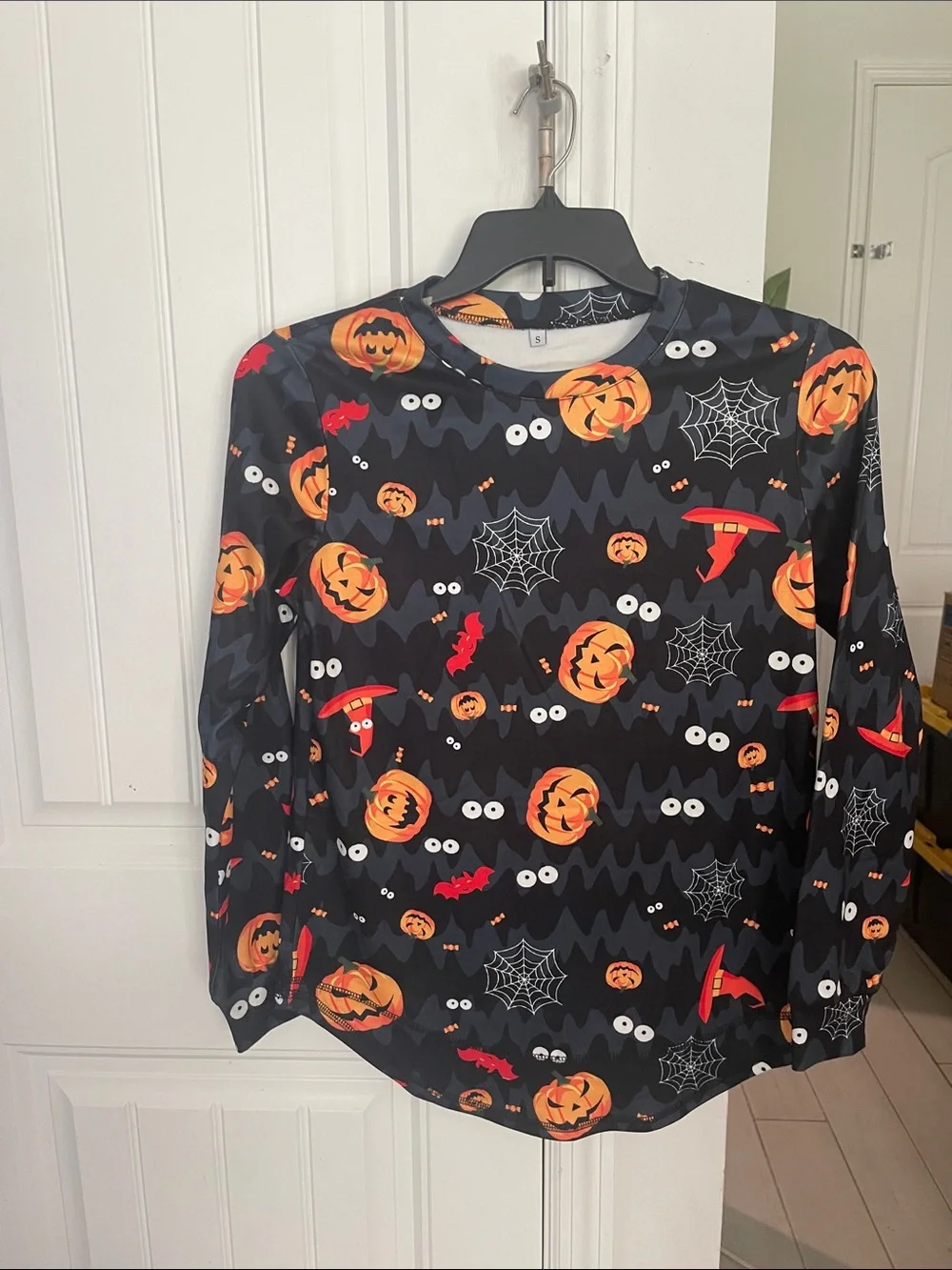 Kids Halloween Pumpkin & Spiderweb Long-Sleeve Shirt - Black & Orange